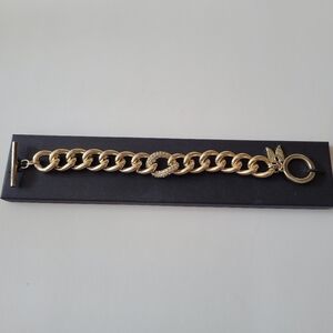 Victoria's Secret Gold-Tone and Rhinestones 7.5" Toggle Chain Bracelet